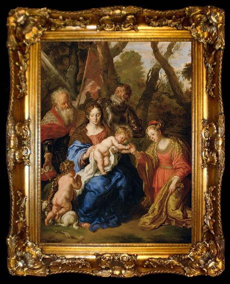 framed  SANDRART, Joachim von Mystische Verlobung der Hl. Katharina und die Hll. Leopold und Wilhelm, ta009-2